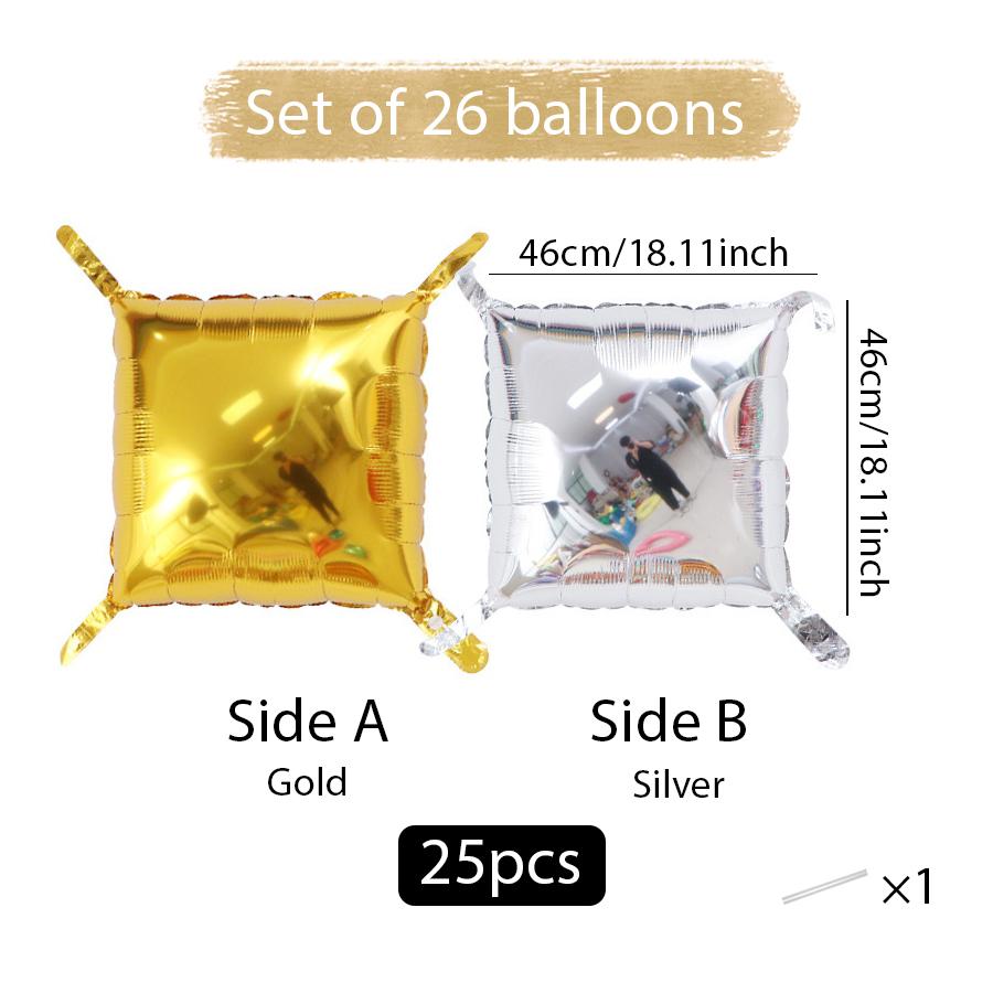 25 Pieces of Double-Sided Square Aluminum Foil Balloon Walls for Anniversary Wedding Season Valentine's Day Birthday Party