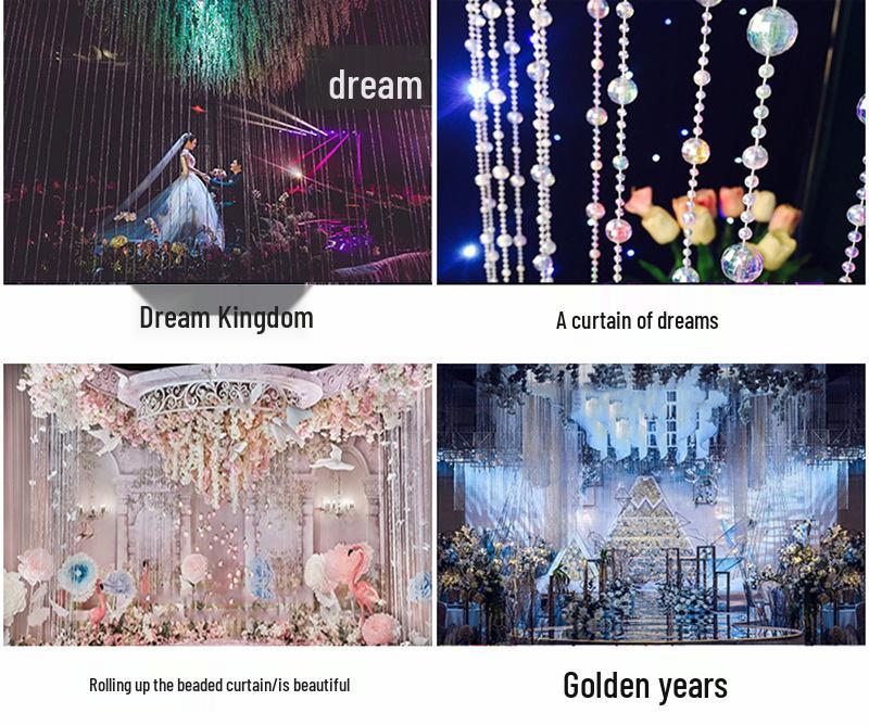 Seven-Color Transparent Crystal Bead Curtain for Wedding and Christmas Tree Decoration
