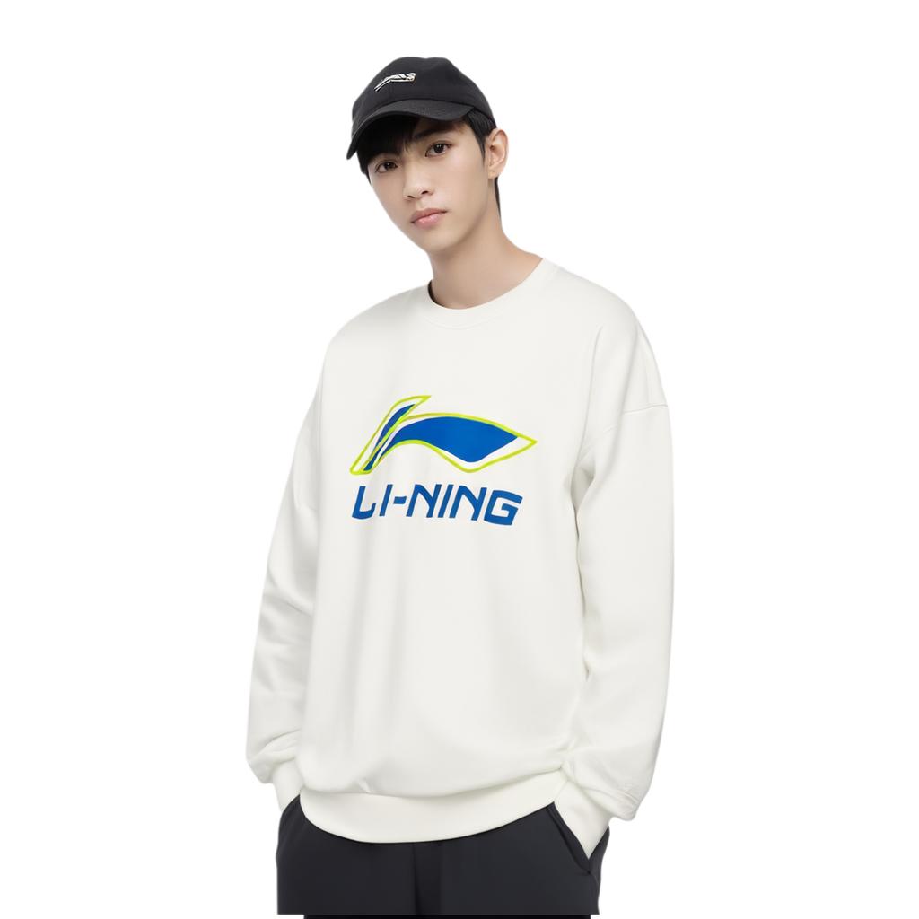 Li Ning Sweatshirts Men's Ivory Crew Neck Moderate Regular AWDR369-4