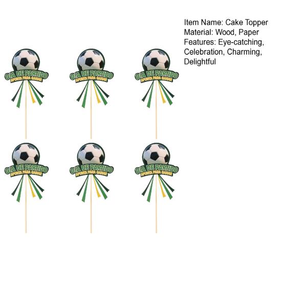 Yousheng 6 Pcs 2026 Football Game Cake Topper Soccer Ball Design Cupcake Picks for Sports Theme Birthday Party Decoration Game Day Party Supplies