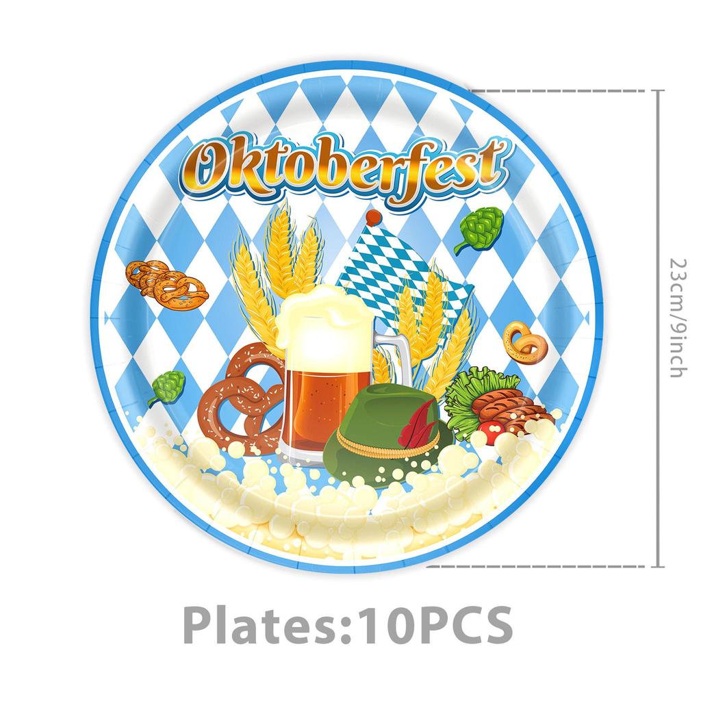 Germany Oktoberfest Party Set: Tableware, Banner, Balloons, Honeycomb Decorations