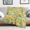 Painted Golden Yellow Daisies on soft sage green Throw Blanket Color Fast Cozy Throw Blanket
