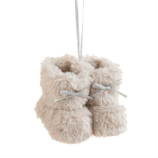 Christmas Boot Ornament Fuzzy Shoes Christmas Tree Hanging Ornaments Soft Plush Winter Boots Pendant for Home Office Decor
