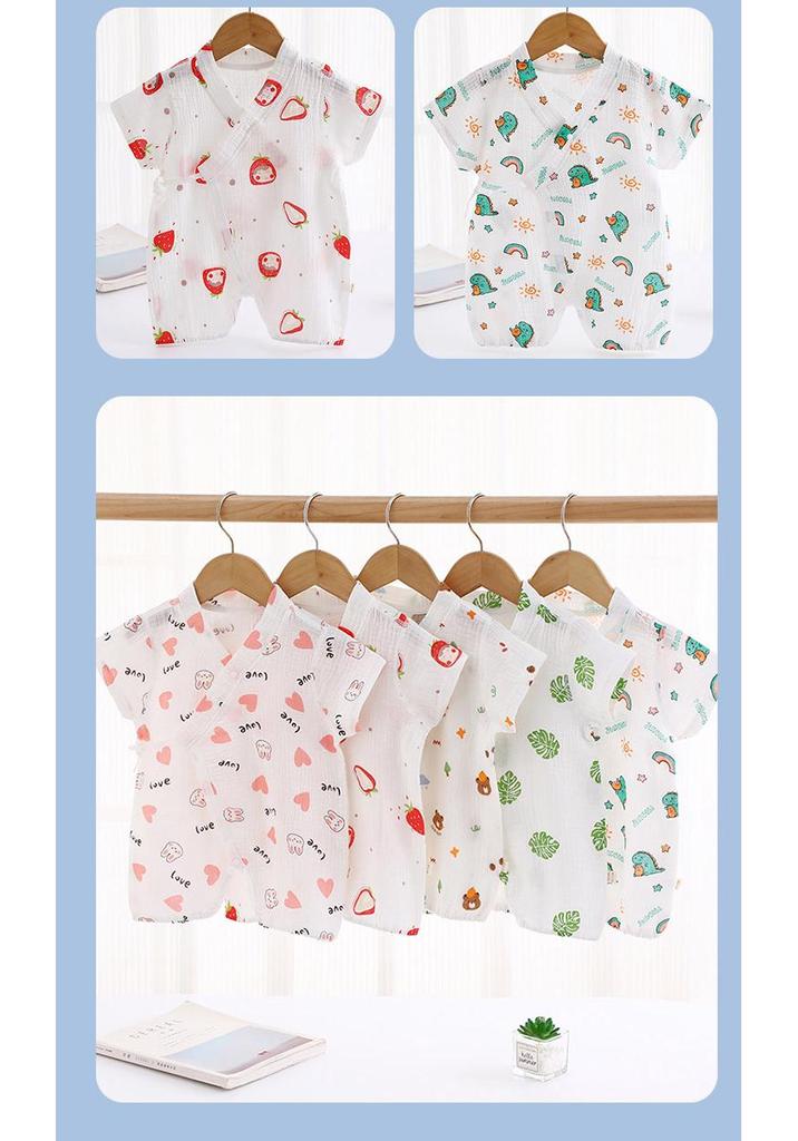 Baby Sleeveless Gauze Bodysuit - Lightweight Cotton Jumpsuit with Lace-up Detail for Spring/Summer