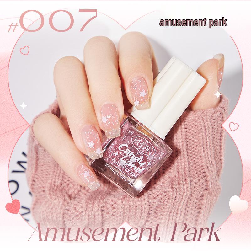 Candy Land Quick-Dry Water-Based Peelable Nail Polish - Long-Lasting Glitter Nude Care