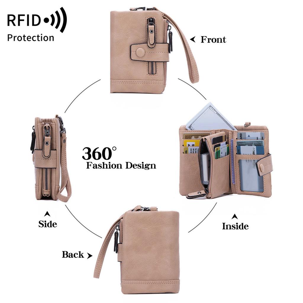 Ny damplånbok mode dragkedja spänne clutch multifunktionell kort växelväska