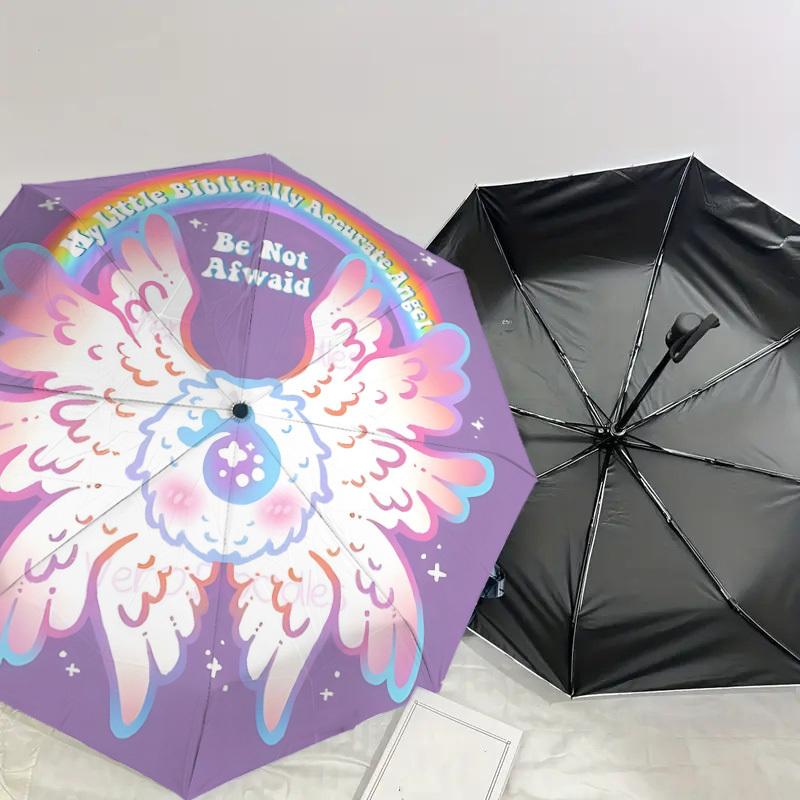 Rainbow Wings Umbrella - Automatic Opening/Closing, Outdoor Protection, Lightweight Travel Accessory, Durable Gift for All Seasons 003