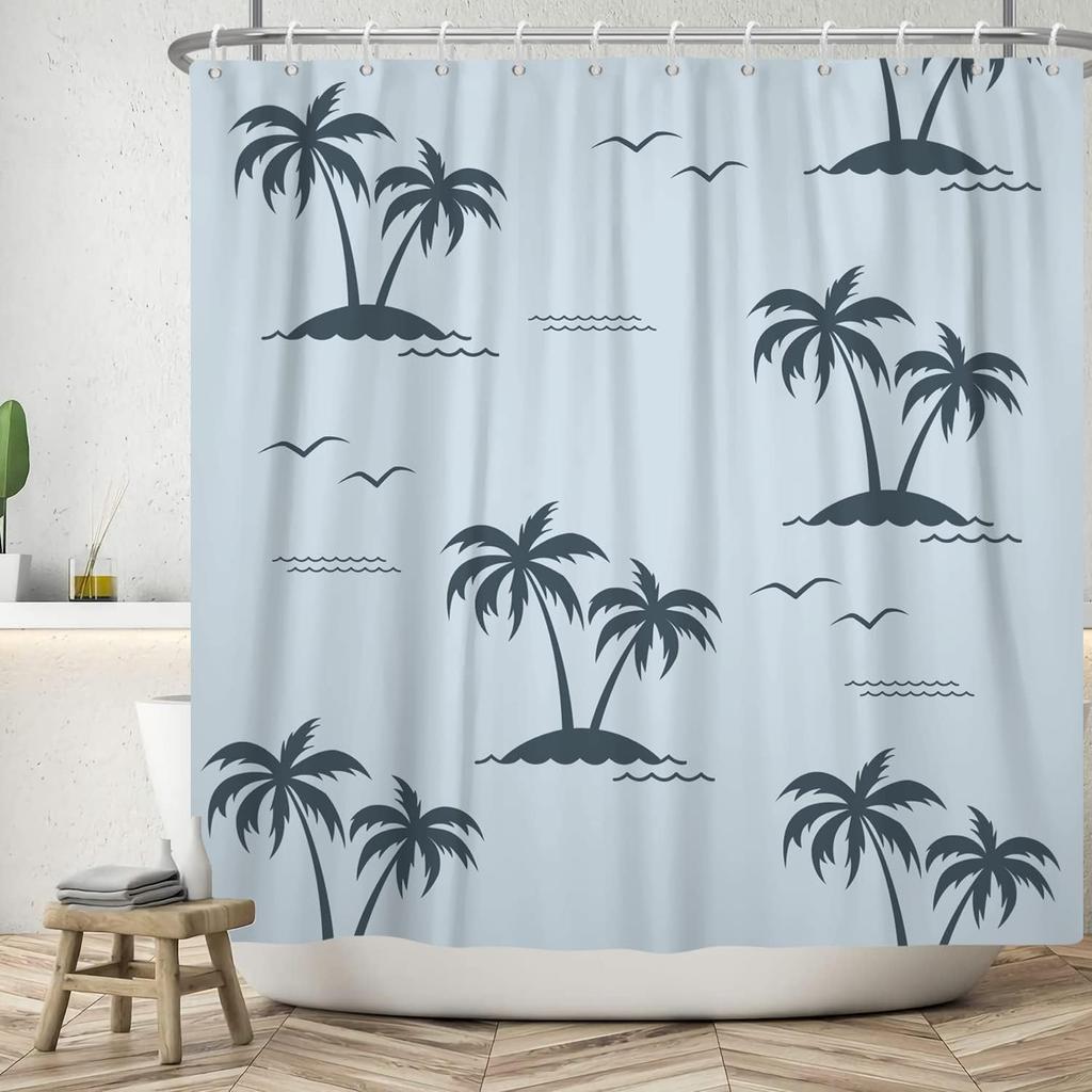 Bohemian Shower Curtain Abstract Art Medieval Tropical Plants Washable Bathtub Shower Curtain with Hook 180x180cm