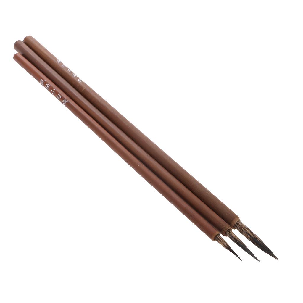 3pcs//Set Rat Whisker Brushes Chinese Calligraphy Drawing Tools Wooden Shaft