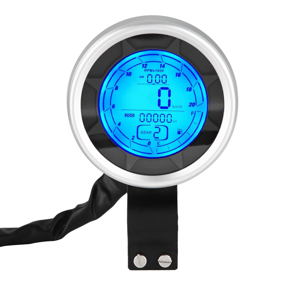 Motorcycle Multifunctional LCD Meter Tachometer Speedometer Odometer Overspeed Warning