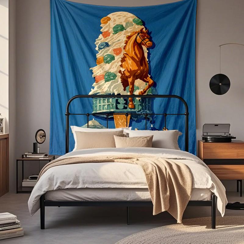 Boho Chic Wall Tapestry With Moon Phase Floral Starry Sky Design Bedroom Yoga Studio Decor