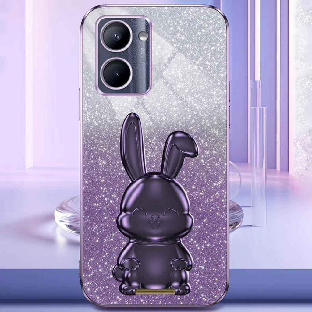For Realme C33 4G/C33 2023 4G Rabbit Phone Case Support Kickstand PC+TPU Protective Cover