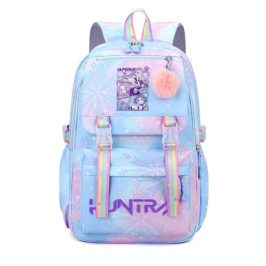 K-Pop Demon Hunters School Bag Kids Students Huntrix Girl Rainbow Dual-Shoulder Bag Boys Laptop Rucksack Outdoor Shouler Bag