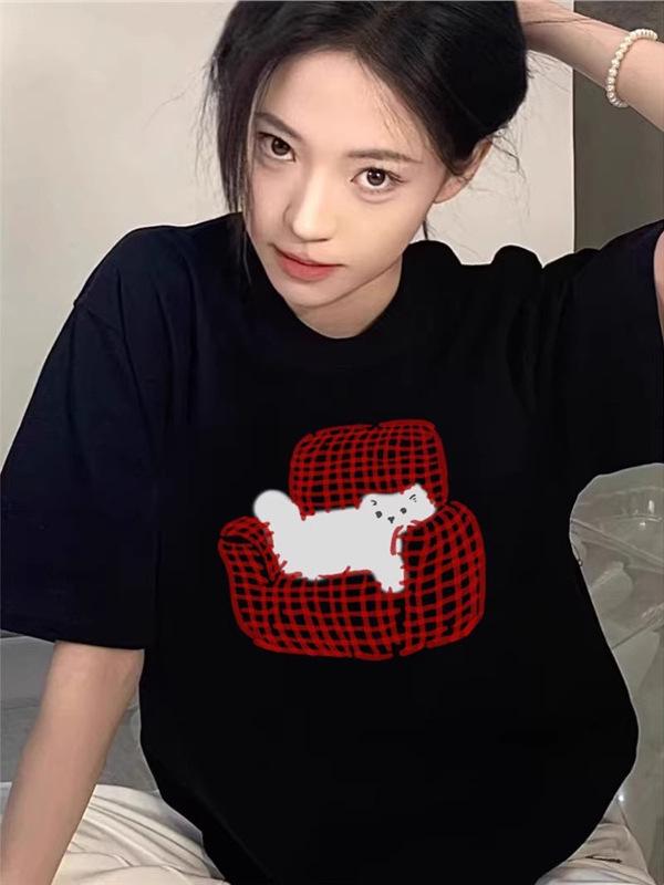 Women's Fashionable Pure Cotton Short-Sleeve T-Shirt - New Summer Niche Design, American High-Street Loose Fit