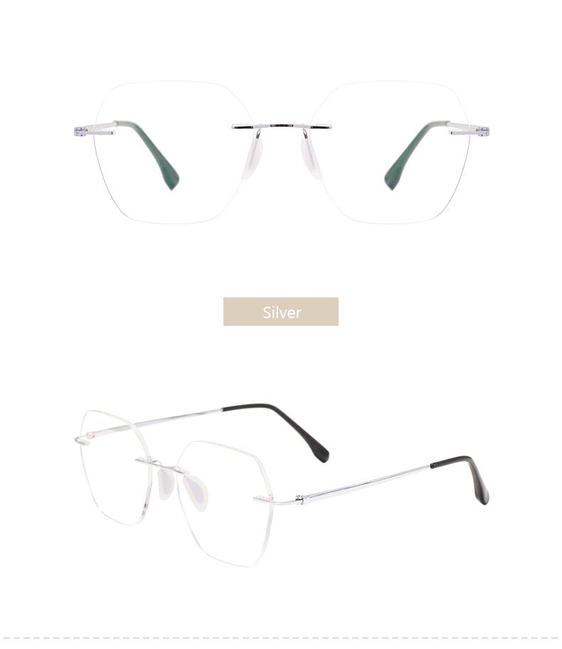 

Fashion Metal Big Hexagon Rimless Spectacles Frame Square Glasses Frames For Prescription Myopia Reading Progressive Lenses серебряный