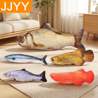3D Fish Shape Soft Plush Catnip Stuffed Pillow Doll Cat Toy Gifts Fish Catnip Toy For Teeth Grinding Cats