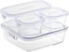Glass Storage Saxe Set of Pack Heat-Resistant Containers, Blue, 4, & Microwave, F-PRN4BL2