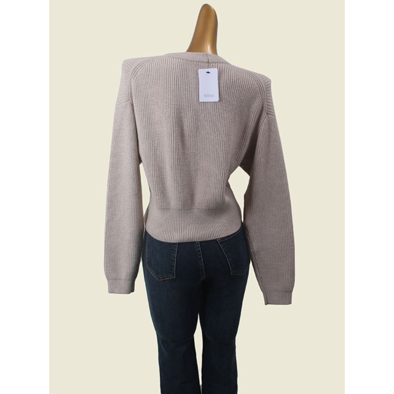 Stylish Metal Zipper V-neck Knitted Cardigan Outwear Women's High Waist Short Batwing Sleeve Outer Wear Slim Looking Tops Autumn