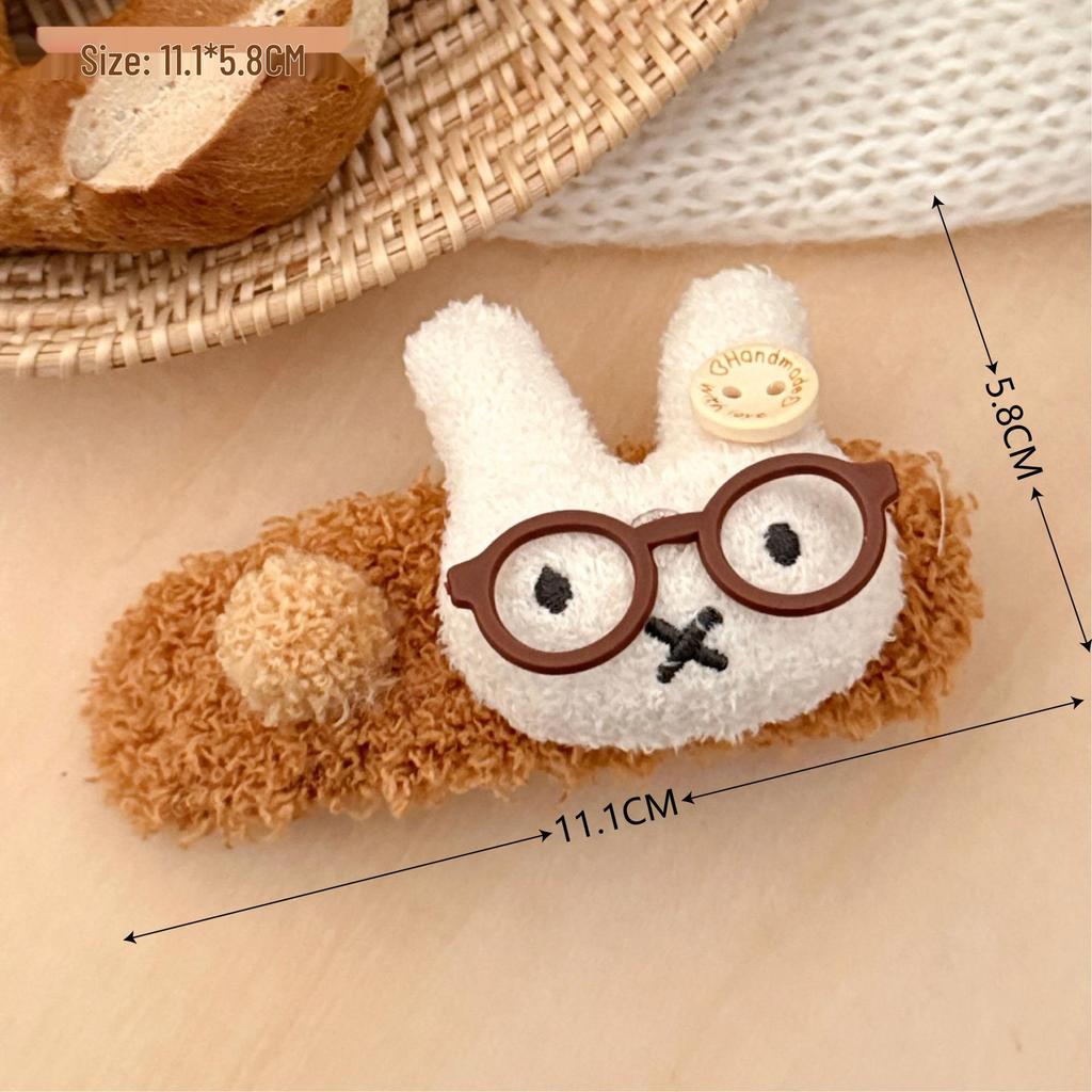 Cute Plush Rabbit Hair Clip for Autumn/Winter - Versatile Updo and Ponytail Hair Accessory