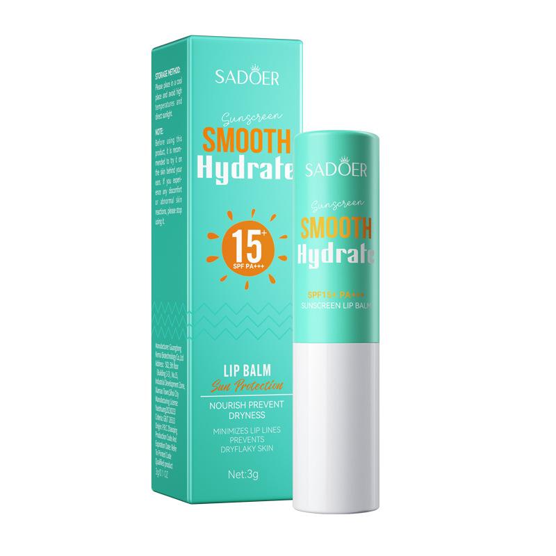 SADOER Spf 15+ Protezione Solare Labbra Bloccante Solare Balsamo Labbra Idratante Attenua le Linee delle Labbra Nutriente Idratante Rossetto per Labbra Cura della Pelle