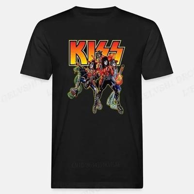 Kiss Band T-Shirt Herren Damen Mode T-Shirt Baumwoll-T-Shirt Street Hip Hop Tee Unisex Camisetas Hombre Sportoberteile Rockband-Shirt