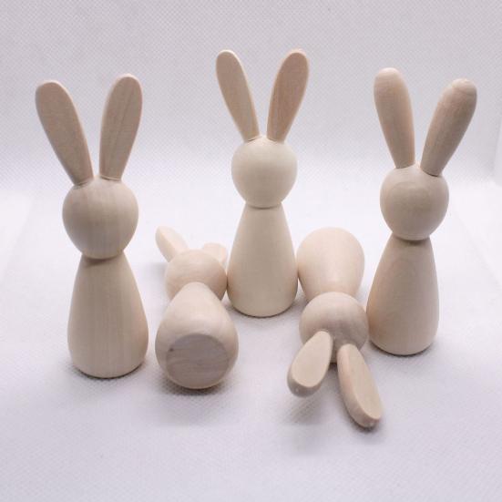Unfinished Wooden Rabbit Wood Easter Blank Bunny Bunny Figurine Crafts DIY Mini Peg Dolls