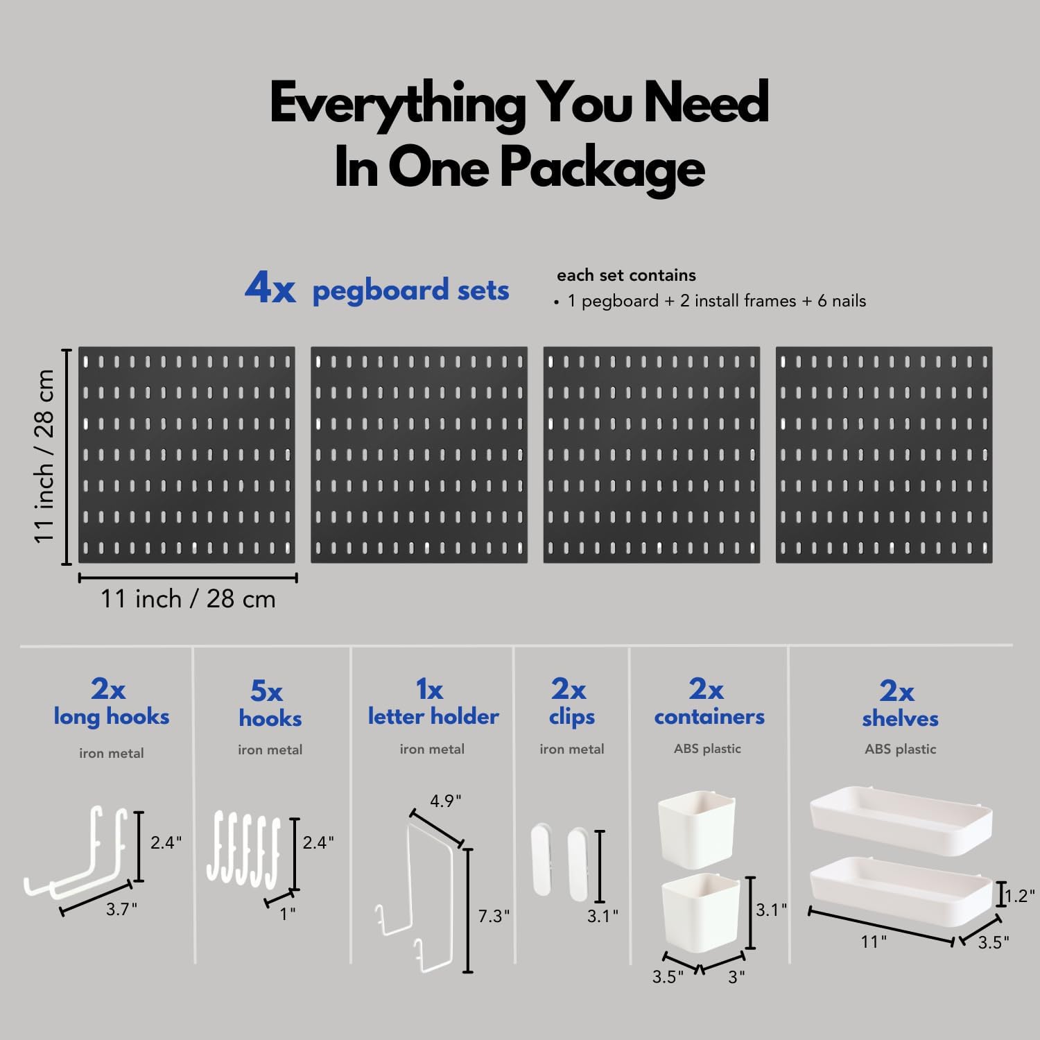 

Набор комбинаций перфорированных панелей, Перфорированные панели и аксессуары Модульное подвешивание для настенного органайзера, Организация рукоделия, Дисплей для украшений, Хранение в детской 22″×11″ белый