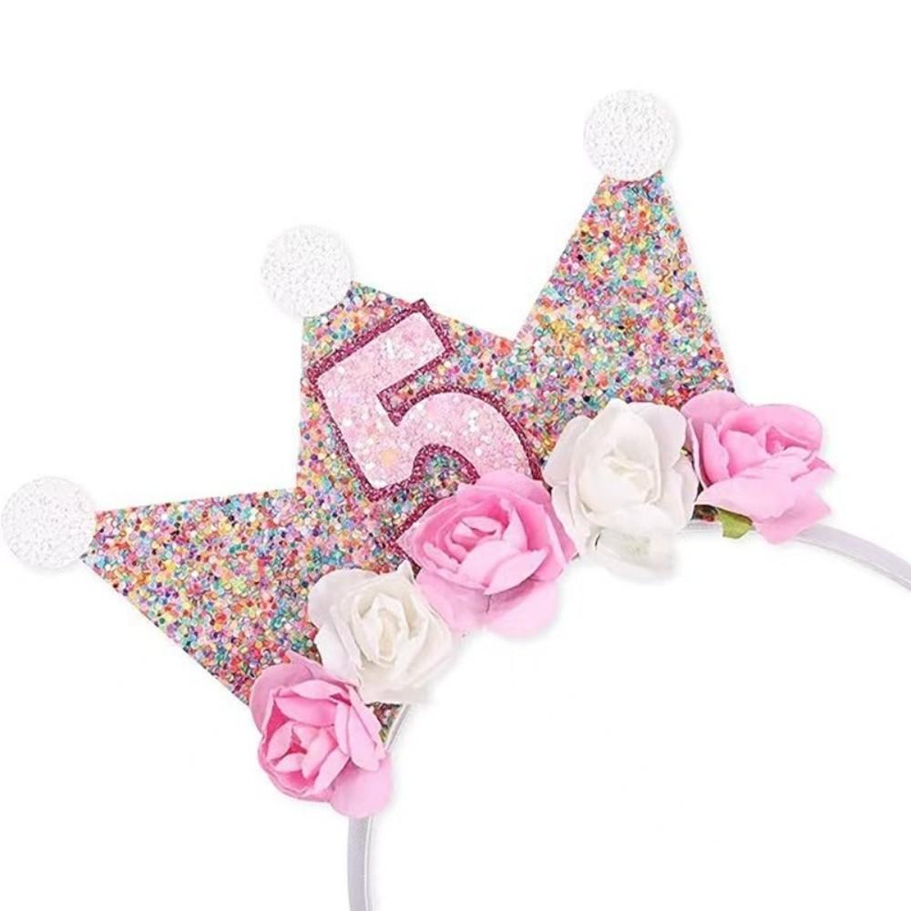Kids' 2-6Y Flower Crown Hairband Sparkle Girl's Headbands Cute Princess Hair Band Hair Accessory