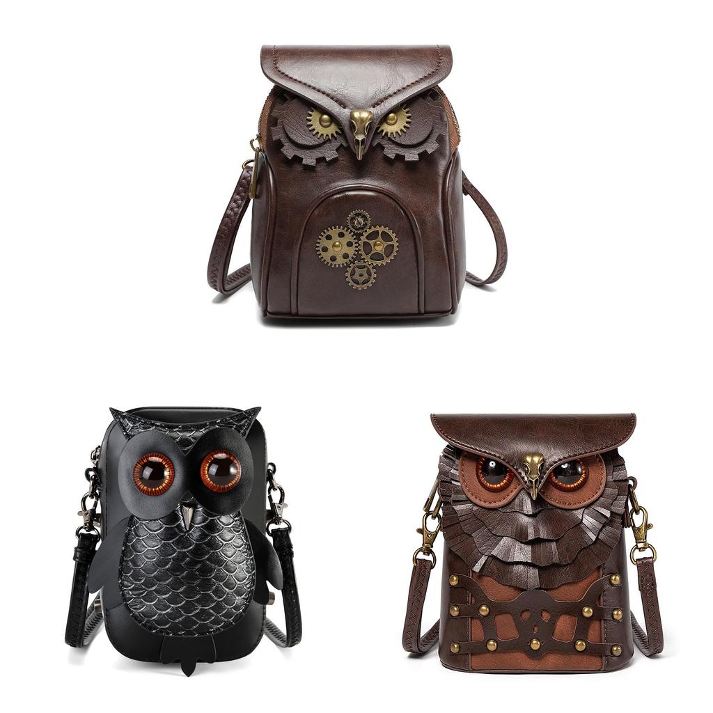 Pu Small Crossbody Bag For Women With Punk Style And Owl Design For Daily Use