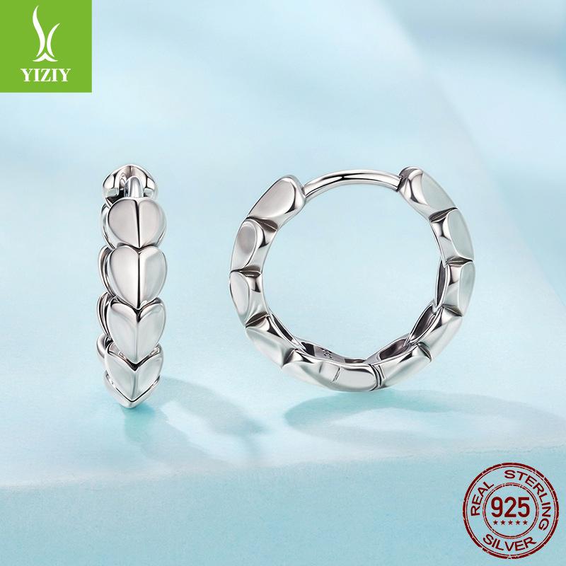 

S925 Sterling Silver Love Splicing Ear Buckle, Charm Classic Heart-Shaped Three-Dimensional Earrings Earrings 925 silver
