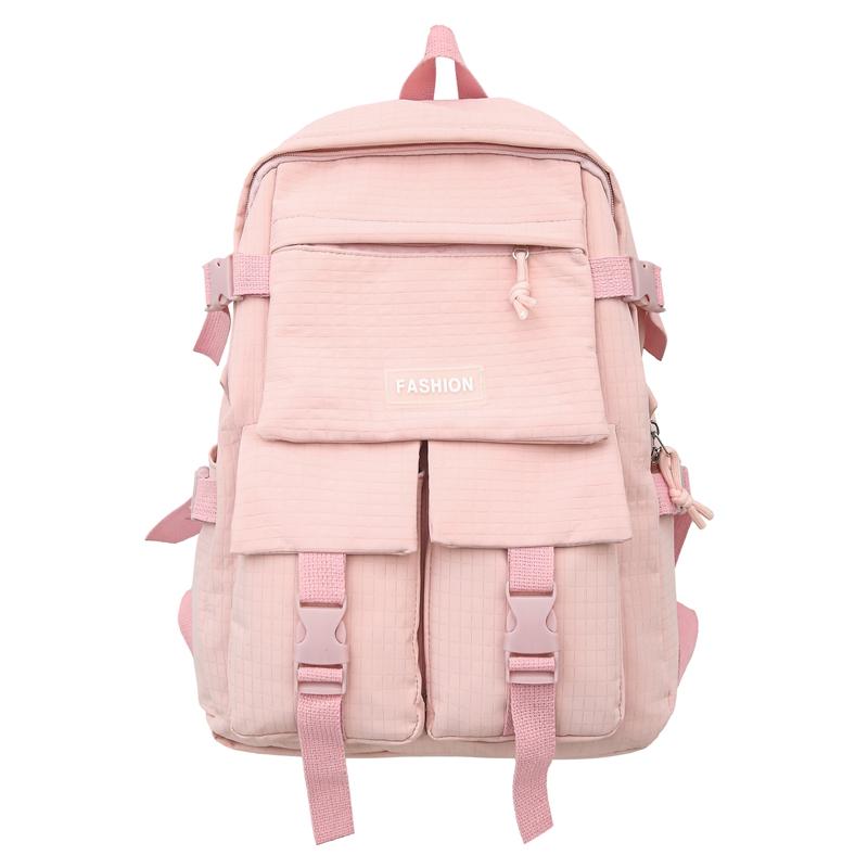 Solid Color Schoolbag Women's Large Capacity Travel Backpack Student Backpack
