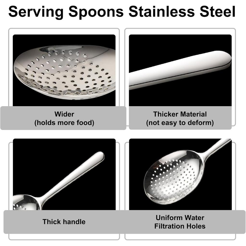 Stainless Steel Big Head Round Spoon Net Red Golden Dinner Long Handle Stirring Dessert Spoons for Kitchen Accessories Gadgets