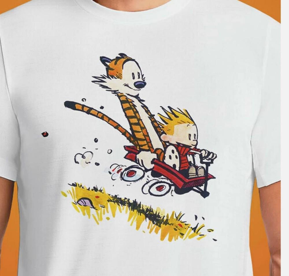 Calvin og Hobbes hvit T-skjorte Unisex t-skjorte Alle størrelser