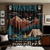 2pcs Camping Printed Perforated Blackout Curtains   Multiple Sizes For Living Room   Bedroom   Home Decoration   Easy To Install