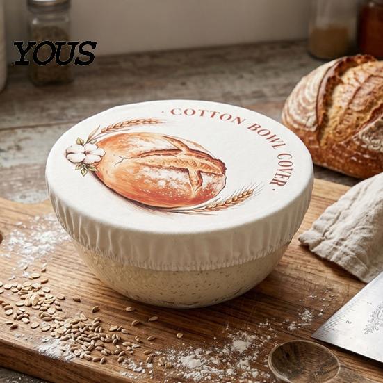Breathable Cotton Fermentation Cloth Sourdough Starter Jar Cover, Reusable Elastic Dough Bowl Proofing for Baking Fabric And Food Preservation Plastic