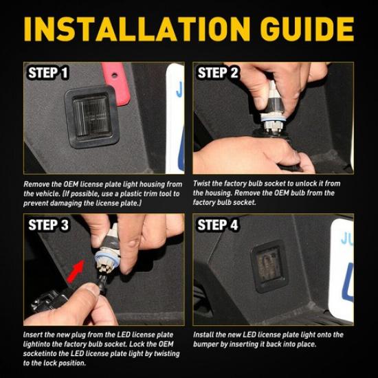 LED Clear License Plate Bumper Rear Tag Lights For 15-21 Ford F-150 F150 Pickup