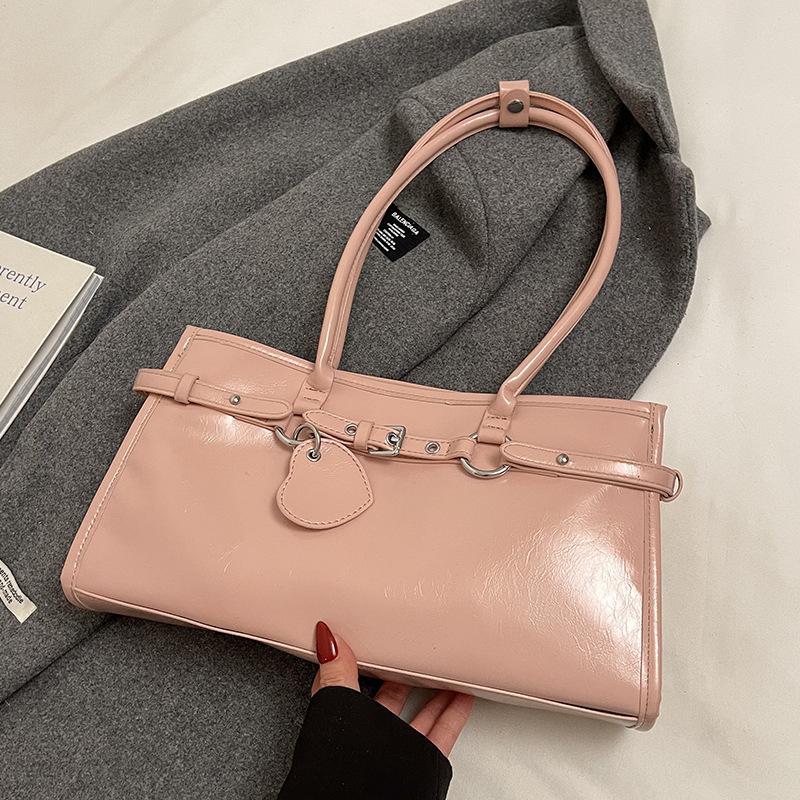 Frühling Neuprodukt Nischendesign personalisierte Ölwachsleder Achsel-Baguettetasche vielseitig Pendeln Temperament tragbare Umhängetasche Damen