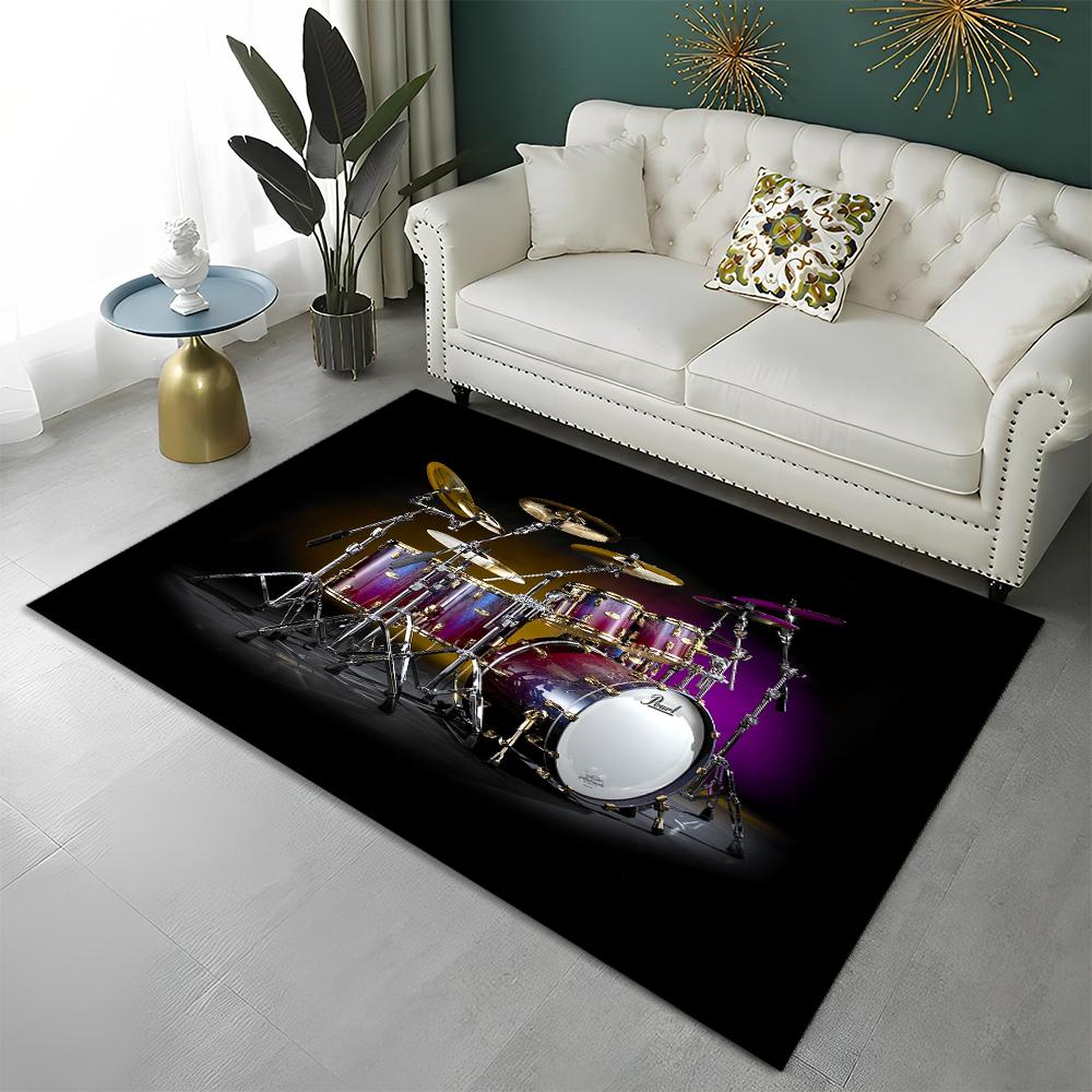 Music Instruments Drum Kit  Drum Set Carpet Rug for Home Living Room Bedroom Sofa Doormat Decor,kids Area Rug Non-slip Floor Mat