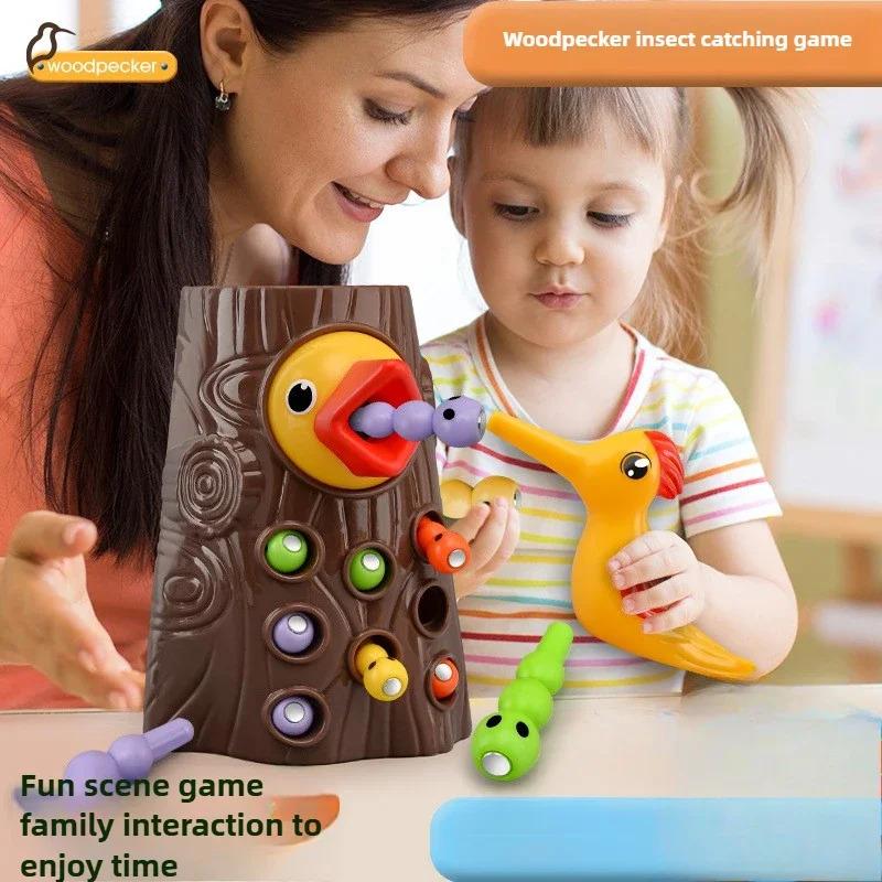 Woodpecker Feeding Game Toy, Montessori Magnetic Puzzle For Fine Motor Skills, Educational Bird Catching Insects Toy For Kids
