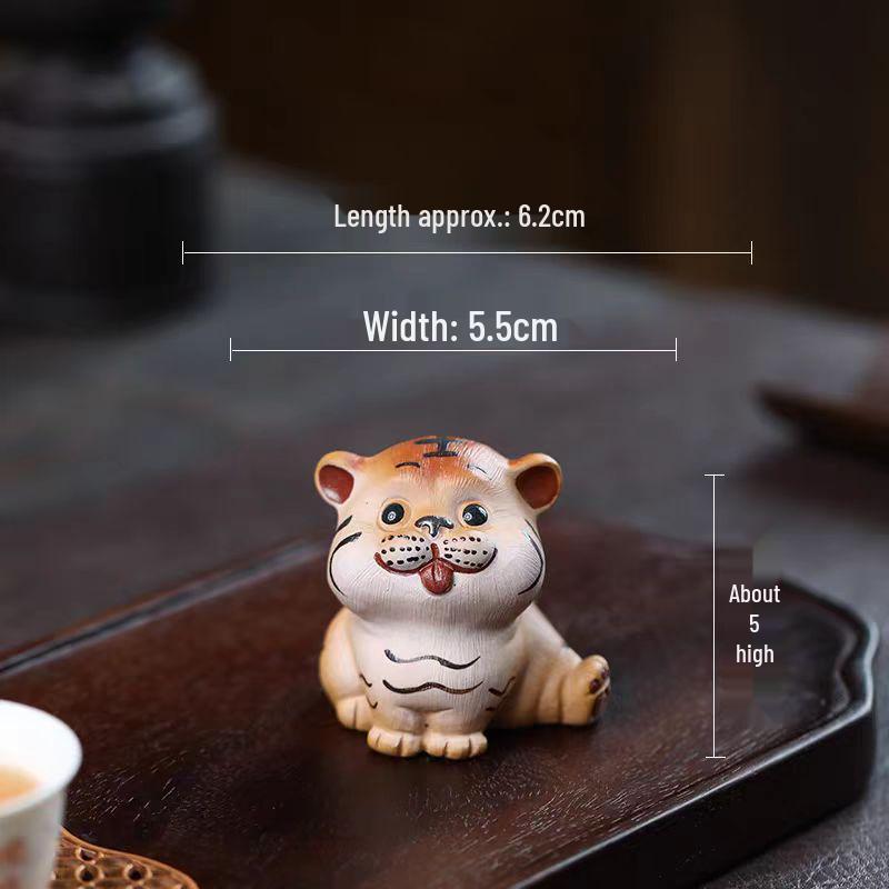 Yixing Zisha Handmade Lucky Zodiac Tiger Tea Pet Ornament