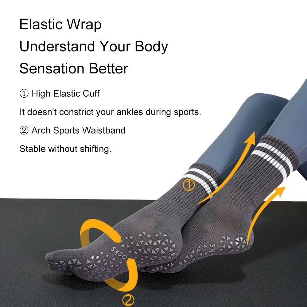 Trendy Non-Slip Grip Pilates Socks Cotton High-elastic Yoga Socks Sweat-absorbent Breathable Floor Socks Fall Winter Style