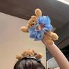 Women Plush Bear Plaid Large Intestine Headband Sweet Cute Funny Fashionable Headband Versatile Harajuku Hair Accessories