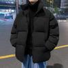 Herren Trendy Winter Stehkragen Baumwolljacke - Hong Kong Stil Vielseitige Oberbekleidung, Einfarbig, Lockere Passform, Warme Brot-Stil Jacke für Paare