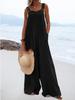 2024 Women's Ethnic Style Sleeveless Wide-Leg Button Jumpsuit
