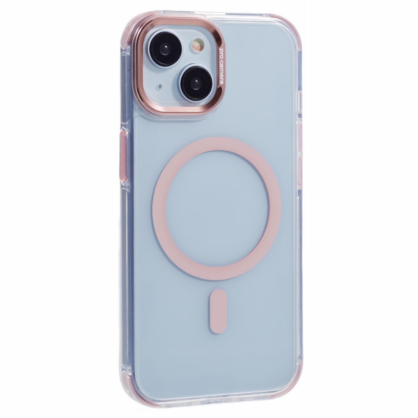 For iPhone 15 Clear Case Compatible with MagSafe Four Corners Anti-Drop PC+TPU Phone Cover D
