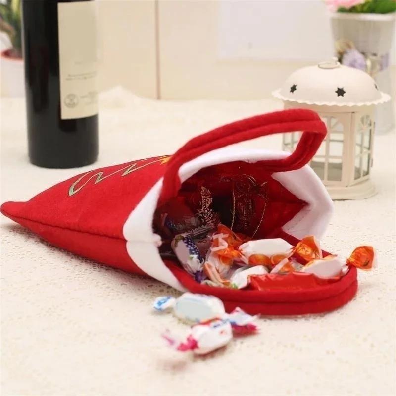Candy Bag Creative Fuuny Red Merry Chrismas Candy Bags Pouch Mini Handbag Christmas Decoration For Home Party New Year Kids Gift