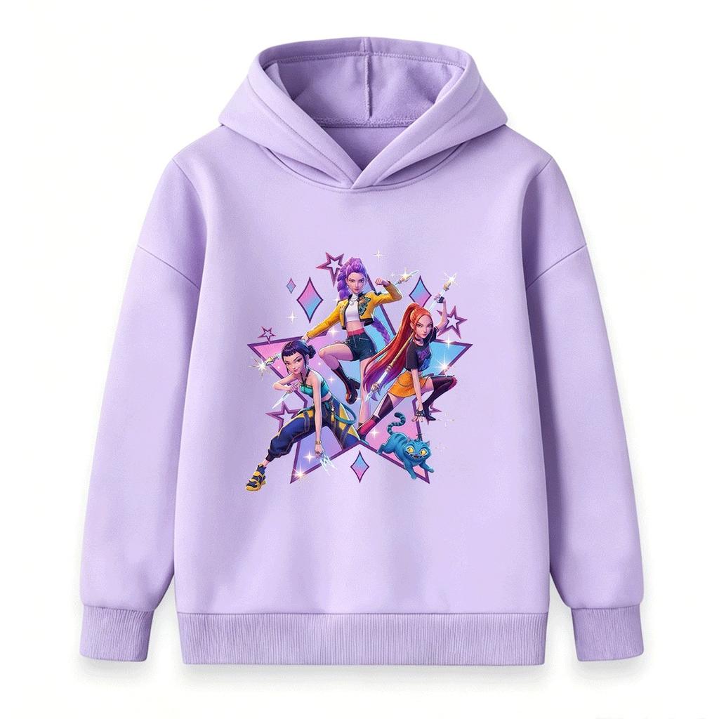 Kids Girls Boys Hoodie Cartoon 3 Action Characters Print Casual Long Sleeve Pullover Sweatshirt for Children