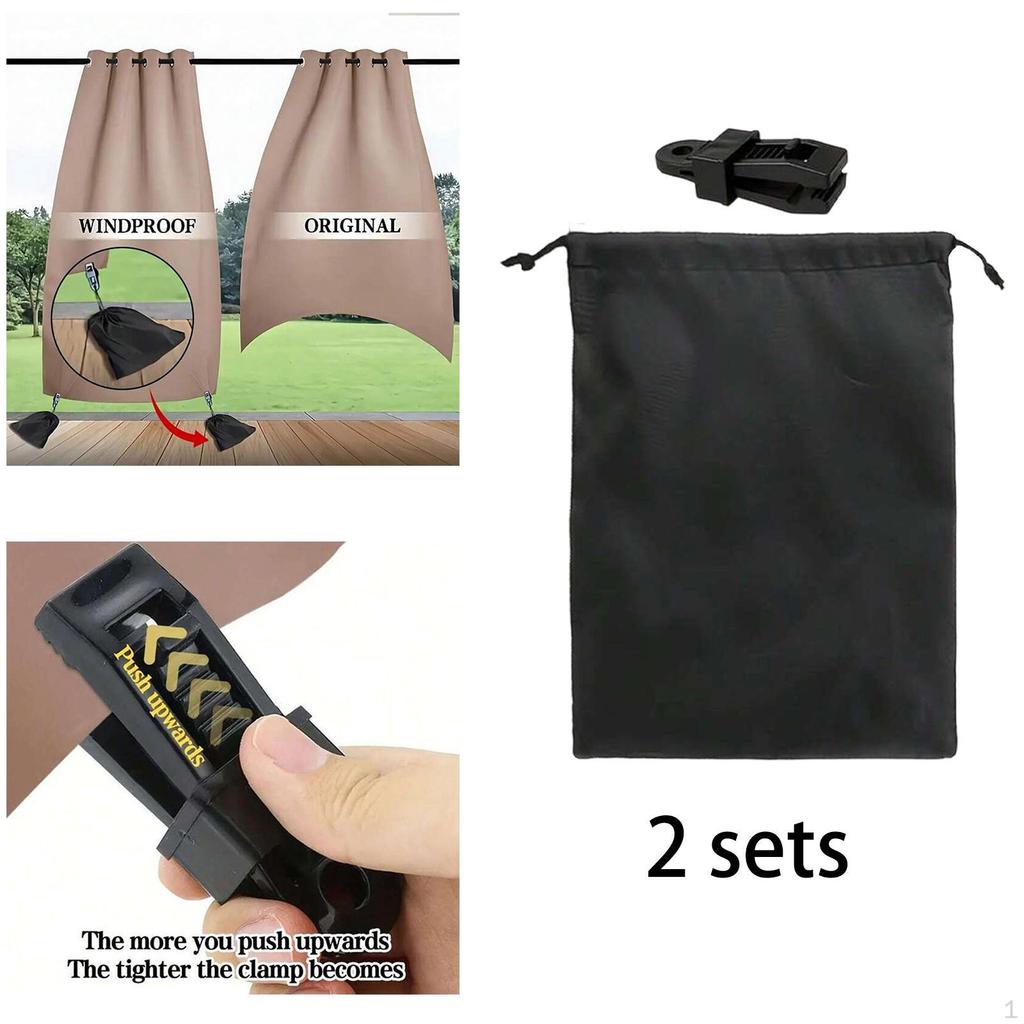 Curtain Bottom Windproof Weighted Bag Accessory for Porch, Terrace Adjustable with Strong Clips