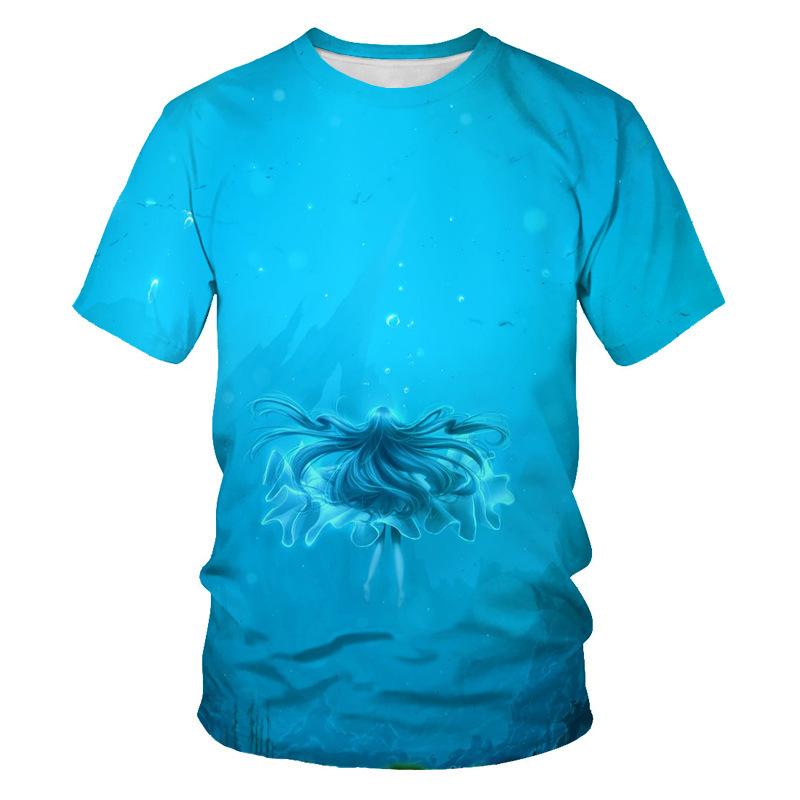2024 new 3d printing T-shirt unisex diving art casual sweatshirt crew neck street top