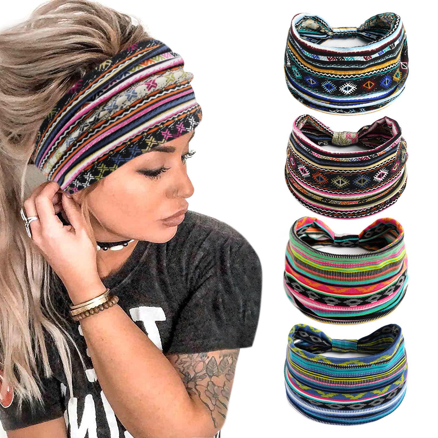 Bohemian Wide Headband - Summer Yoga Sweat-Absorbing Headscarf, Retro Style